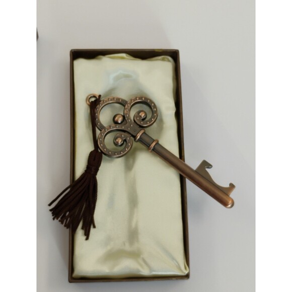 Wedding Favor Skeleton Key Bottle Opener Antique Copper Finish New In Gift Box - Picture 13 of 13